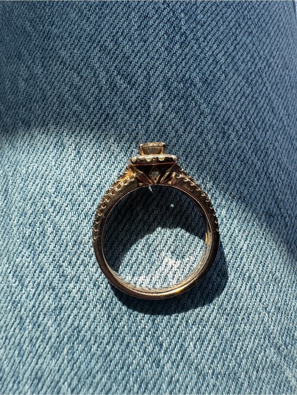 1.28CTW ROUND CHAMPAGNE AND WHITE DIAMOND 10K ROSE GOLD RING - Picture 4 of 8